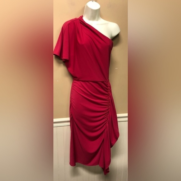 Talbots Dress Rasberry Red One Shoulder Size XS NWT - Picture 1 of 4